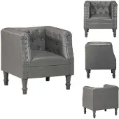vidaXL Fauteuil Gris Cuir véritable - Fauteuil