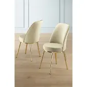 Skye Decor , Pefa - Crème, Or, Ensemble de chaises (2 pièces), Crème, Structure : 100 % MÉTAL, 45 x 91 x 42 cm