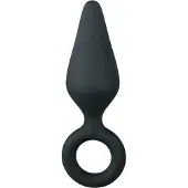 EasyToys - plug anal à anneau - taille moyenne - silicone noir