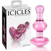Icicles No. 75 - plug anal cœur - verre rose