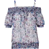 KOROSHI Chemisier bleu / violet / blanc