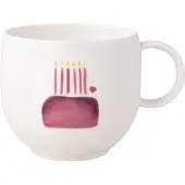 Villeroy & Boch Henkelbecher Happy Birthday With Love, Tasse, Blanc, Jaune, Violet
