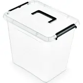 Orplast Boîte à provisions simple, 30 l, avec anse, transparente (29 cm, 30 l)