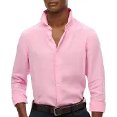 Superdry Vacation Linen Long Sleeve Shirt Rose 2XL Homme