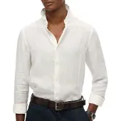 Superdry Vacation Linen Long Sleeve Shirt Blanc 2XL Homme