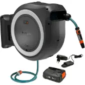 Gardena Powerroll Xl Wall Battery Hose Holder Ready To Use With Battery 40 M Argenté