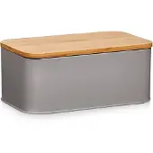 Zeller Boîte À Pain Grise Métal Bambou Zeller