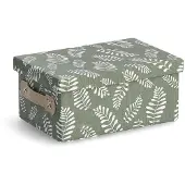 Zeller Boîte de rangement avec couvercle motif feuillage, coton, polyester 28x19x13cm