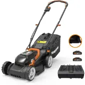 WORX Tondeuse à gazon sans fil 40V (2 x 20V) 34cm WG779E, y compris 2 batteries 2,5 Ah et chargeur dual