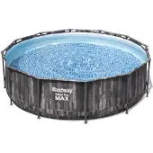 Bestway Steel Pro Max Frame Pool Kit complet, rond, avec pompe de filtration & échelle de sécurité 366 x 100 cm, Piscine, Natation, Piscines