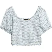 Superdry Smocked Short Sleeve Blouse Bleu S Femme