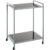 Haku Table d'appoint mobile , 2 tablettes supportant chacune jusqu'à 6 kg, L 500 x P 360 x H 690 mm, acier/verre de sécurité ESG, gris/noir