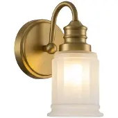 QUOIZEL Applique de salle de bain dorée avec abat-jour en verre Swell 1xG9 3W