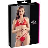 Cottelli - ensemble soutien-gorge ouvert en dentelle - rouge - L