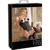 Abierta Fina - body ouvert dentelle avec lanières scintillantes - noir - 80C/M