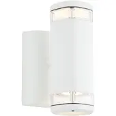 Brilliant Applique murale d'extérieur blanche intemporelle JANDY | Up/Down Light | dimmable avec ampoule adaptée | 2x GU10 douille max. 18W | métal/verre | IP44