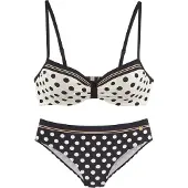 LASCANA Bikini jaune foncé / noir / blanc