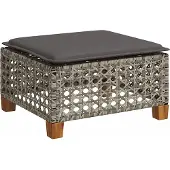vidaXL Tabouret de jardin et coussin gris 63,5x56x32 cm résine tressée