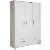 Roba Armoire Bébé 3 Portes Mila - - Gris Clair / Chêne Blanchi - Penderie, Tiroirs Et Étagères