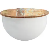 Wohnling Table basse mango 60x34x60 cm table métal massif blanc industriel ronde |