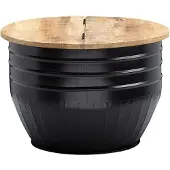 Wohnling Table basse en bois de manguier métal 60x41x60 cm style industriel ronde |
