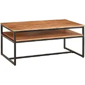 Wohnling Table basse 100x60x45 cm table basse en métal table basse en bois massif table basse de salon |