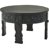 Wohnling Table basse design 60x36x60 cm table basse ronde en bois massif noir |