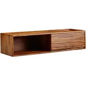 Wohnling Lowboard "Eluru" en Corps : bois massif de sheesham, revêtu d'un vernis transparent Dos : MDF en brun avec un tiroir. Dimensions (L/H/P) 108x25x34 cm