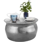 Wohnling Table basse KARAM 60x30,5x60cm aluminium argent Table d'appoint
