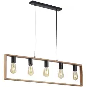JUST LIGHT Suspension, bois, noir, 5 flammes, L 100 cm