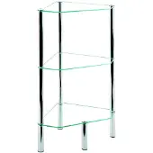 Haku Étagère , triangulaire, 2 compartiments pouvant supporter chacun jusqu'à 5 kg, L 450 x P 320 x H 770 mm, acier/verre de sécurité ESG, chromé/transparent