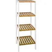 Haku Étagère , 4 tablettes supportant chacune jusqu'à 20 kg, L 350 x P 330 x H 1120 mm, bois, blanc/bambou naturel