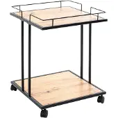Haku Table d'appoint, carrée, tube d'acier laqué, plateaux en mélaminé, L 450 x P 450 x H 600 mm, noir/chêne clair