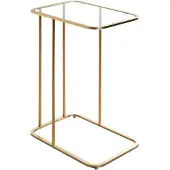 Haku Table d'appoint, rectangulaire, tube d'acier laqué, plateau en verre de sécurité transparent, L 450 x P 300 x H 650 mm, doré