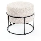 Haku Tabouret , rembourré, L 480 x P 480 x H 430 mm, tissu et acier, beige crème-noir