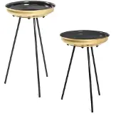 Haku Ensemble de tables d'appoint | Deux tables | Noir-doré