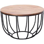 Wohnling Table basse MANORA 60x39x60 cm bois massif de sheesham / métal