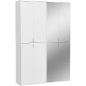 Ebuy24 ProjektX armoire de rangement 8 portes blanche, miroir.