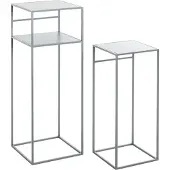 Haku Set de 2 tables d'appoint carrées, L 260/300 x P 260/300 x H 630/850 mm, tube d'acier/métal revêtu par poudre, gris