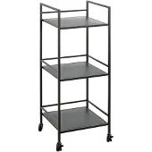 Haku Table d'appoint mobile , 3 plateaux pouvant supporter jusqu'à 8 kg chacun, L 350 x P 350 x H 920 mm, acier/métal, noir