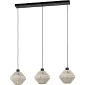 Eglo Suspension - 92 x 110 cm - 3-flamme - Crème - Noir - Cordage - Acier