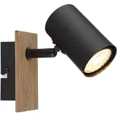 Globo Lampe murale Linca noir avec bois