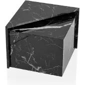 Wohnling Lot de 2 tables basses MONOBLOC Noir brillant Table basse aspect marbre Lot de tables carrées Table de salon Emboîtables Lounge