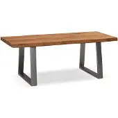 Wohnling Table basse 120x60x46 cm acacia massif / métal bord d'arbre Table de salon rectangulaire Table de salon marron Table basse