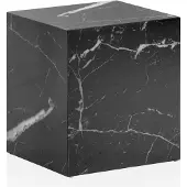 Wohnling Table basse MONOBLOC 40x40x45 cm Noir brillant avec aspect marbre Table de salon Cube Table basse carrée Table d'appoint cube