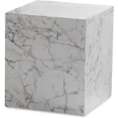 Wohnling Table basse MONOBLOC 40x40x45 cm Blanc brillant avec aspect marbre Table de salon Cube Table basse carrée Table d'appoint en forme de cube