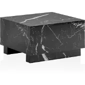 Wohnling Table basse MONOBLOC 60x60x35 cm Noir brillant avec aspect marbre Table de salon Cube Table basse carrée Table basse Lounge en forme de cube