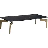 Wohnling Table basse 120x60x30,5 cm avec aspect marbre brillant noir / or Table de salon rectangulaire avec structure métallique Table de salon Grande table