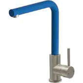 EsseBagno Esseloki mitigeur évier façon inox et bec bleu