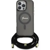 GUESS Crossbody Cord Script Magsafe Case pour Iphone 16 Pro - Noir